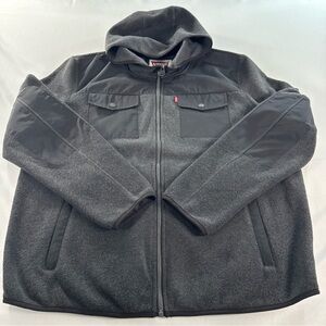 Levi’s Men’s XL Hooded Fleece Full Zip Jacket Charcoal Black Utility City Work